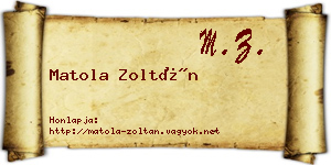 Matola Zoltán névjegykártya